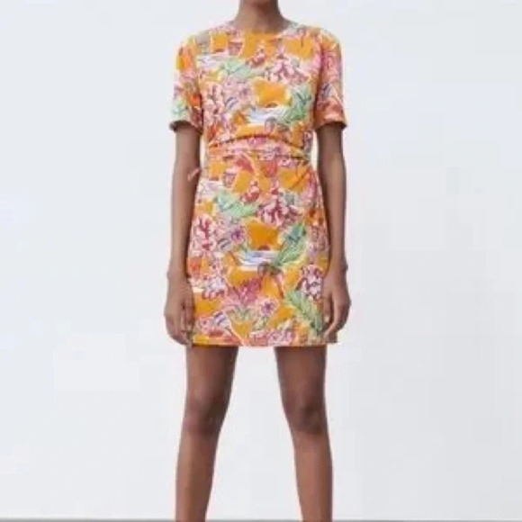 Zara Tropical Jungle Dress with Cutouts Size Large - Picture 2 of 6